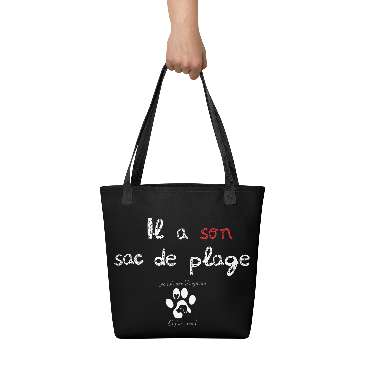 Tote-bag de plage couleur Dogmom