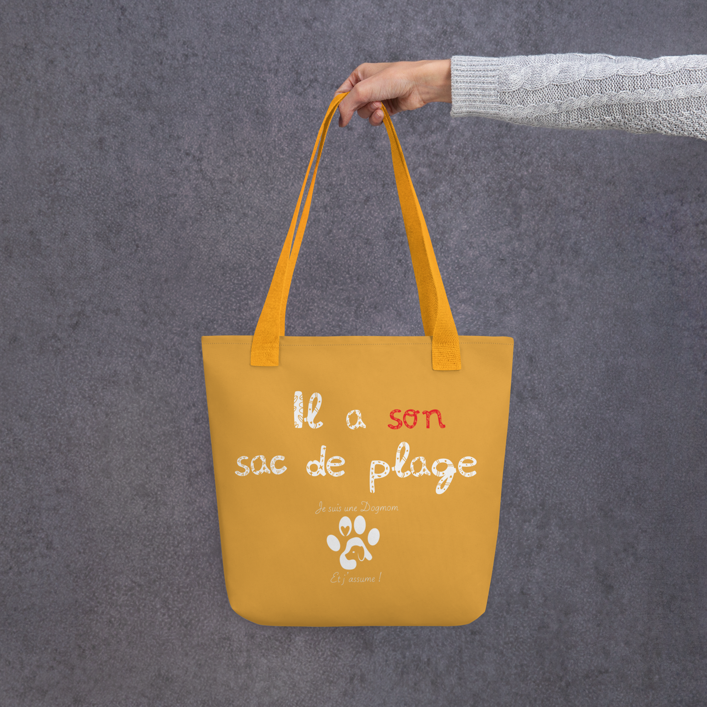Tote-bag de plage couleur Dogmom