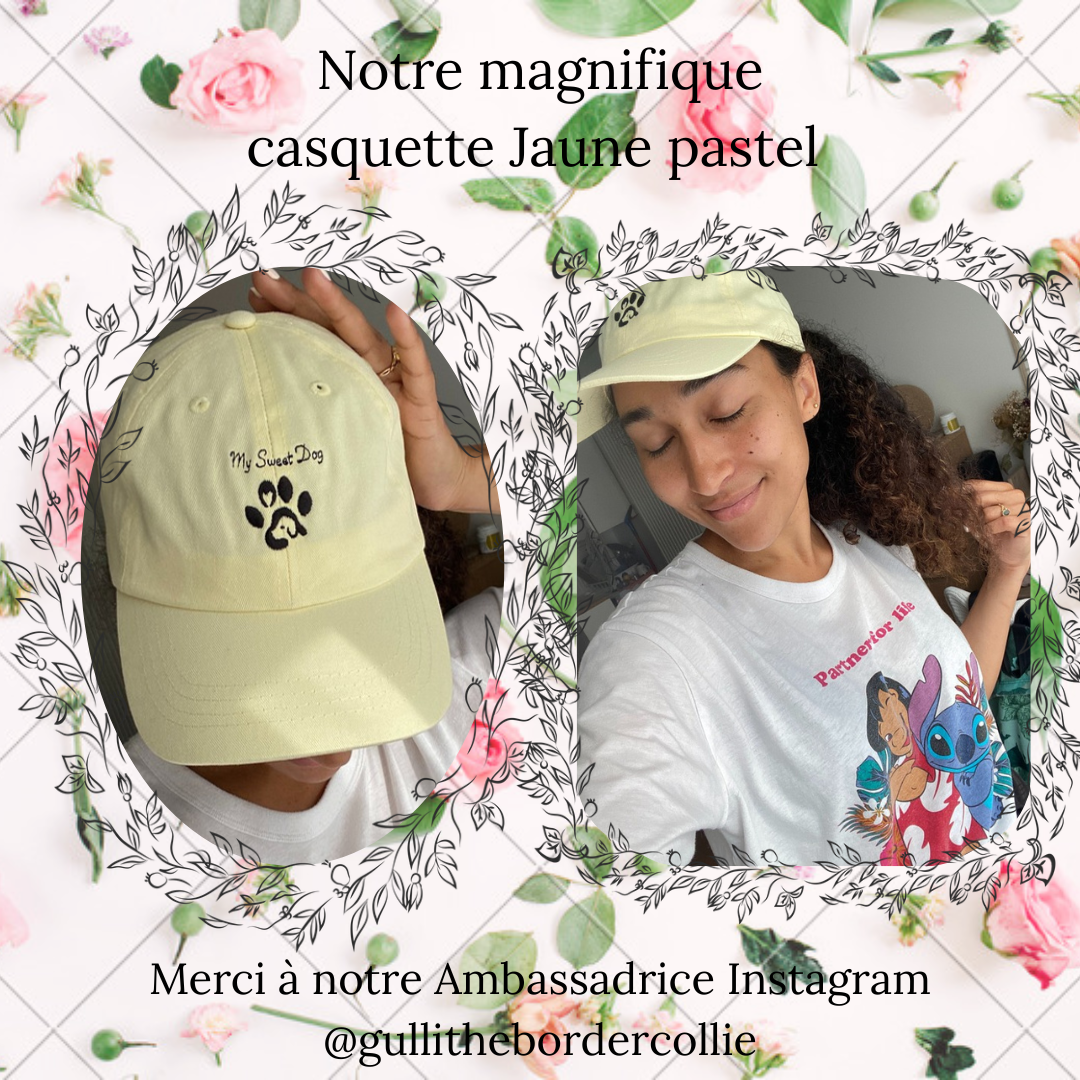 Casquette Courbé pastel My Sweet Dog brodé Noir